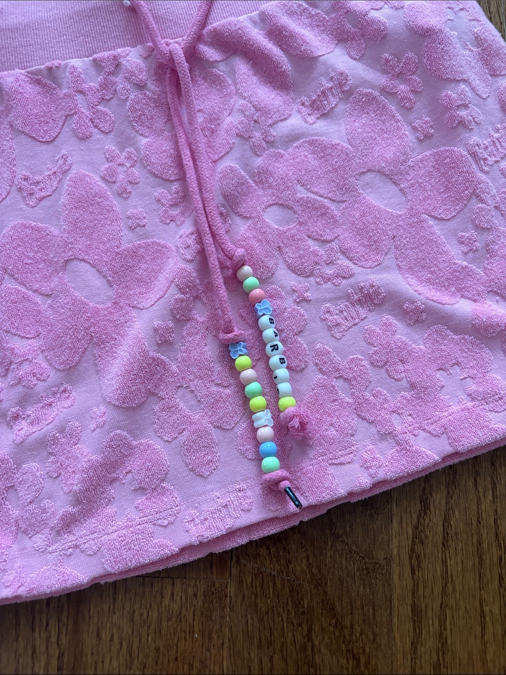 Barbie x forever 21 pink terry cloth floral print mini skirt small - Picture 3 of 4